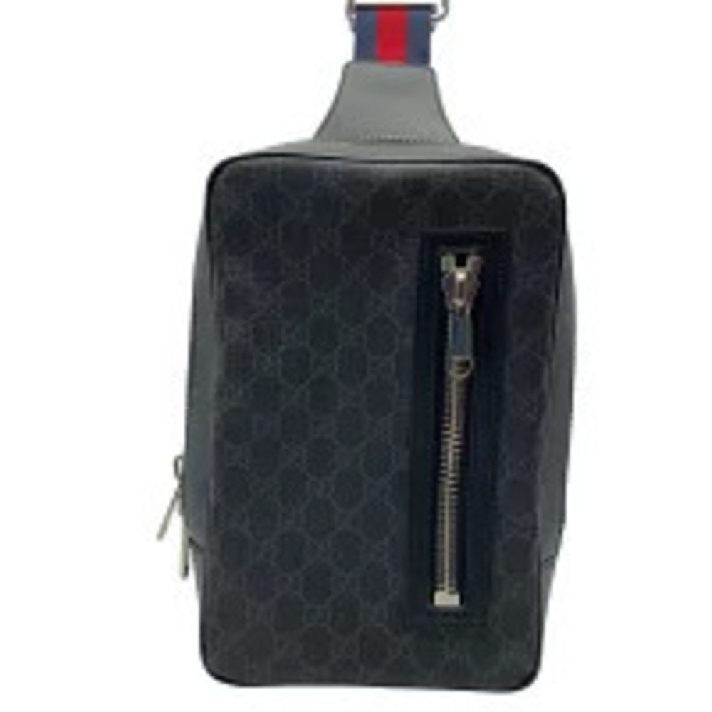 GUCCI Soft GG Supreme Belt Bag Body Bum Crossbody Belt Waist Clutch Black Gray